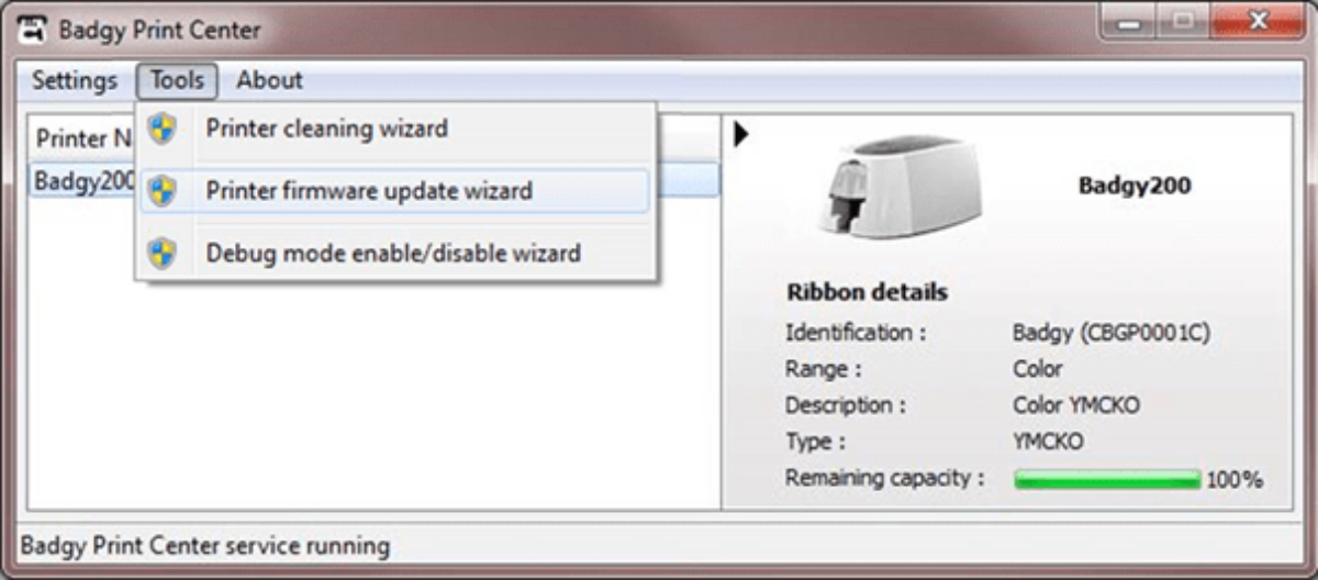 Firmware Update Wizard for Badgy printers