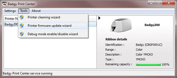 Firmware Update Wizard for Badgy printers