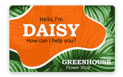 Employee badge for flower shop printed with Badgy