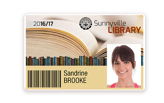 Library card with white edge printed with Badgy